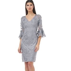 JS Collections Soutache Illusion Sleeve Lace Dress